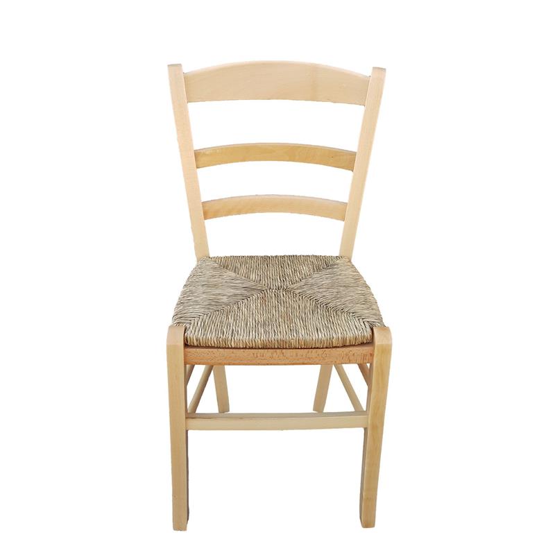 SEDIA IN LEGNO COLORE NATURALE 44×42×87 CM MODELLO PAESANA CON SEDUTA IN PAGLIA NATURALE LACCATA E SCHIENALE ALTO