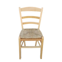 SEDIA IN LEGNO COLORE NATURALE 44×42×87 CM MODELLO PAESANA CON SEDUTA IN PAGLIA NATURALE LACCATA E SCHIENALE ALTO