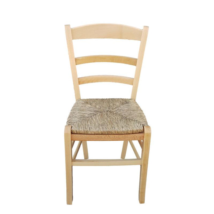 SEDIA IN LEGNO COLORE NATURALE 44×42×87 CM MODELLO PAESANA CON SEDUTA IN PAGLIA NATURALE LACCATA E SCHIENALE ALTO