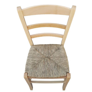 SEDIA IN LEGNO COLORE NATURALE 44×42×87 CM MODELLO PAESANA CON SEDUTA IN PAGLIA NATURALE LACCATA E SCHIENALE ALTO