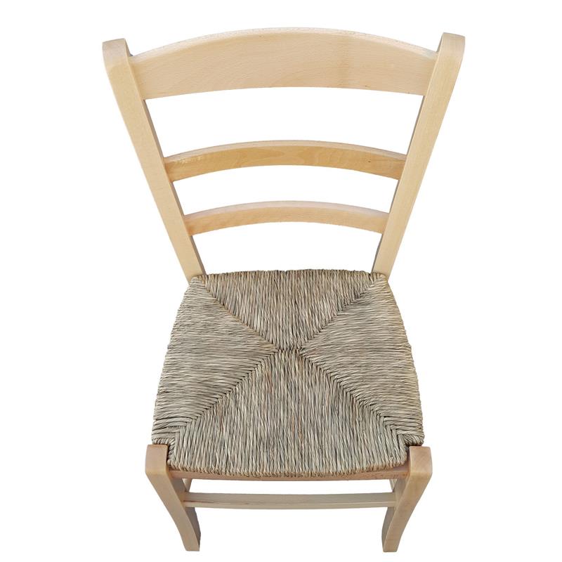 SEDIA IN LEGNO COLORE NATURALE 44×42×87 CM MODELLO PAESANA CON SEDUTA IN PAGLIA NATURALE LACCATA E SCHIENALE ALTO