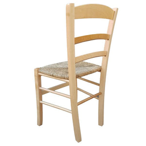 SEDIA IN LEGNO COLORE NATURALE 44×42×87 CM MODELLO PAESANA CON SEDUTA IN PAGLIA NATURALE LACCATA E SCHIENALE ALTO