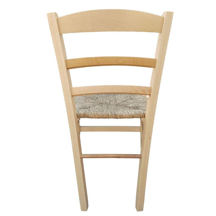SEDIA IN LEGNO COLORE NATURALE 44×42×87 CM MODELLO PAESANA CON SEDUTA IN PAGLIA NATURALE LACCATA E SCHIENALE ALTO