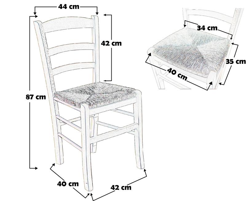 SEDIA IN LEGNO COLORE NATURALE 44×42×87 CM MODELLO PAESANA CON SEDUTA IN PAGLIA NATURALE LACCATA E SCHIENALE ALTO