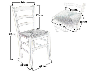 SEDIA IN LEGNO COLORE NATURALE 44×42×87 CM MODELLO PAESANA CON SEDUTA IN PAGLIA NATURALE LACCATA E SCHIENALE ALTO