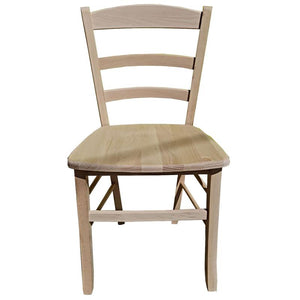 SEDIA IN LEGNO COLORE GREZZO 44X42X87 CM CM MODELLO PAESANA CON SEDUTA COMPATTA IN LEGNO MASSELLO SCHIENALE ALTO