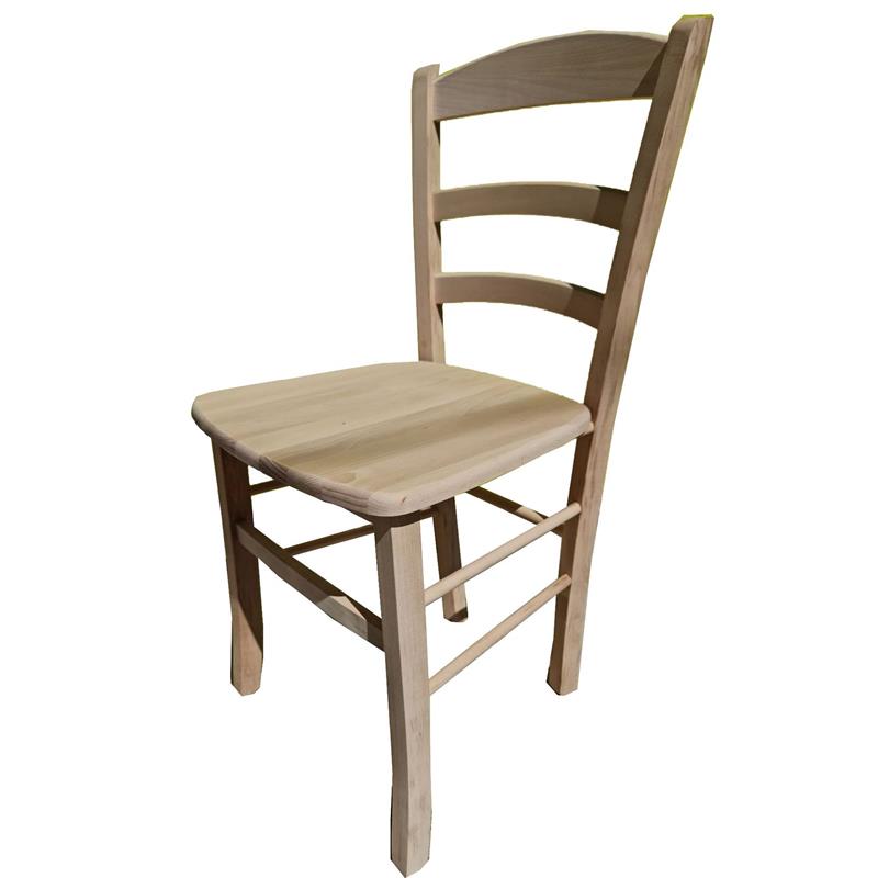 SEDIA IN LEGNO COLORE GREZZO 44X42X87 CM CM MODELLO PAESANA CON SEDUTA COMPATTA IN LEGNO MASSELLO SCHIENALE ALTO