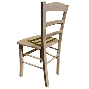 SEDIA IN LEGNO COLORE GREZZO 44X42X87 CM CM MODELLO PAESANA CON SEDUTA COMPATTA IN LEGNO MASSELLO SCHIENALE ALTO