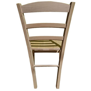 SEDIA IN LEGNO COLORE GREZZO 44X42X87 CM CM MODELLO PAESANA CON SEDUTA COMPATTA IN LEGNO MASSELLO SCHIENALE ALTO