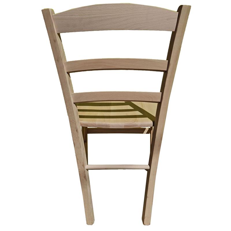 SEDIA IN LEGNO COLORE GREZZO 44X42X87 CM CM MODELLO PAESANA CON SEDUTA COMPATTA IN LEGNO MASSELLO SCHIENALE ALTO