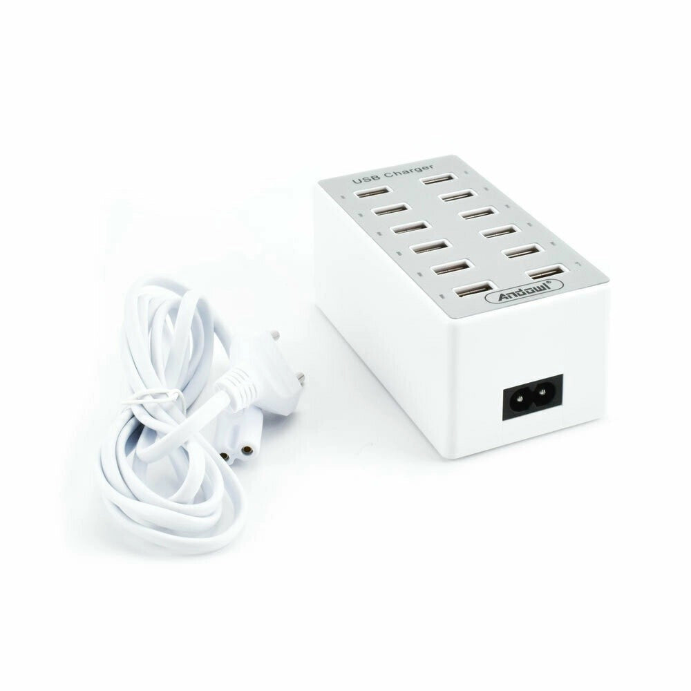 Trade Shop - Stazione Di Ricarica Usb Dock Con 12 Porte Usb 60w Multifunzione Presa Q-cd12p -