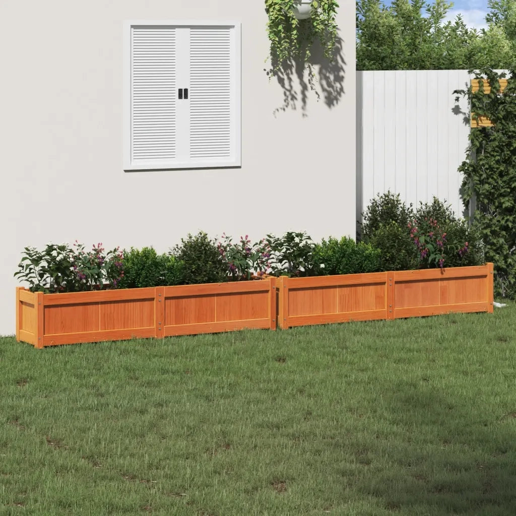 Fioriere da Giardino 2pz Marrone Cera Legno Massello di Pino 837479