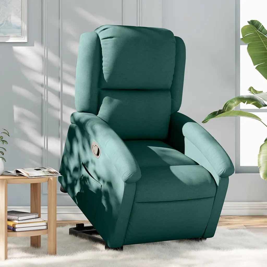Poltrona | Sedia Relax Alzapersona Reclinabile Verde Scuro in Tessuto