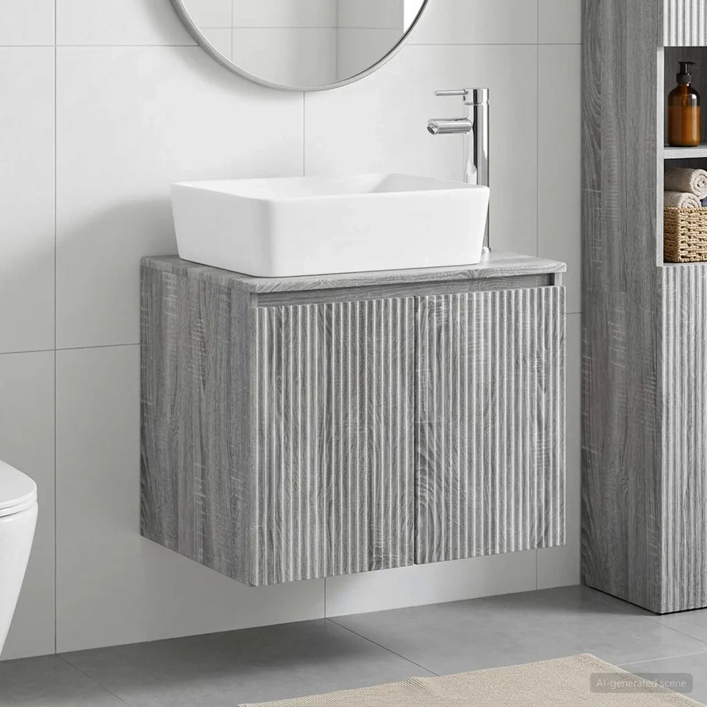 Set di mobili per il bagno Sonoma grigio Legno ingegnerizzato 3404336