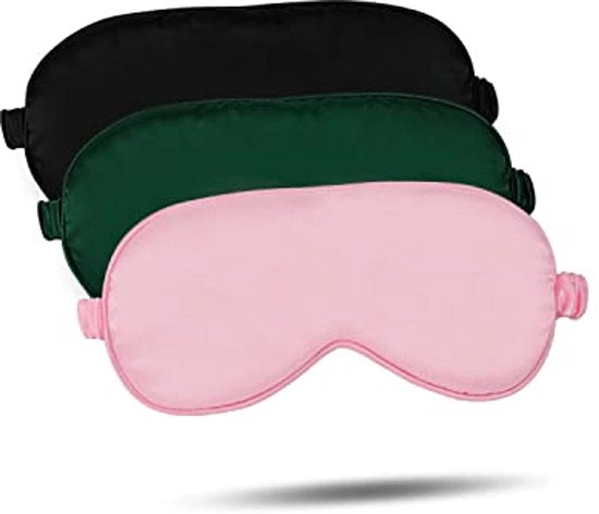 Slaapmasker in set di 3 colori diversi con fascia elastica per yoga e viaggio