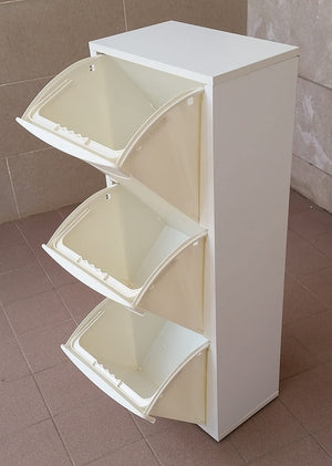 MOBILE RACCOLTA DIFFERENZIATA LEGNO PATTUMIERA ESTRAIBILE 3 VANI BIANCO CUCINA