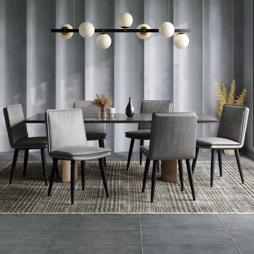 Sedie da Pranzo Imbottite ¨C MINIMAL ¨C Velluto Grigio, Set 2 Pezzi, Stile Moderno