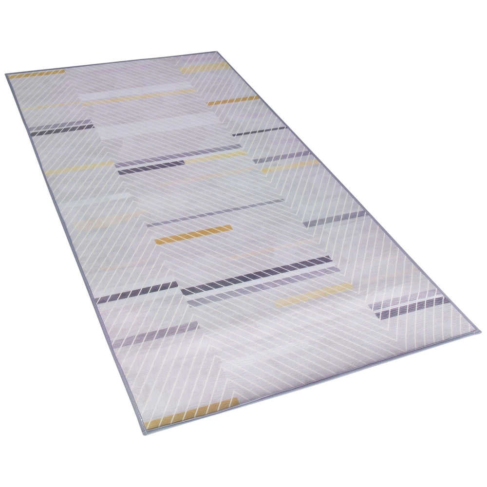Tappeto grigio poliestere 80 x 150 cm a pelo corto moderno motivo astratto