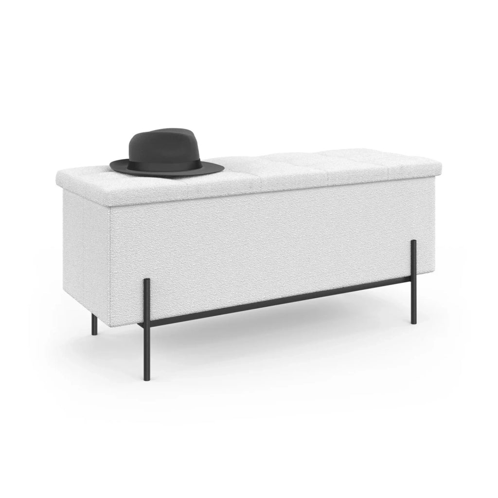 IDMarket - Panca LOUIS con gambe in metallo nero 100 cm tessuto spugna bianca