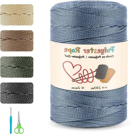 Corda a Nastro in Poliestere 2 mm 250 m con Scacchi e 4 mm per Decorazioni e Accessori per Artigianato e Maglia