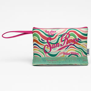 Set Borsa e Pochette Mare Design Fantasy con Frange Borsetta Organizer da Mare