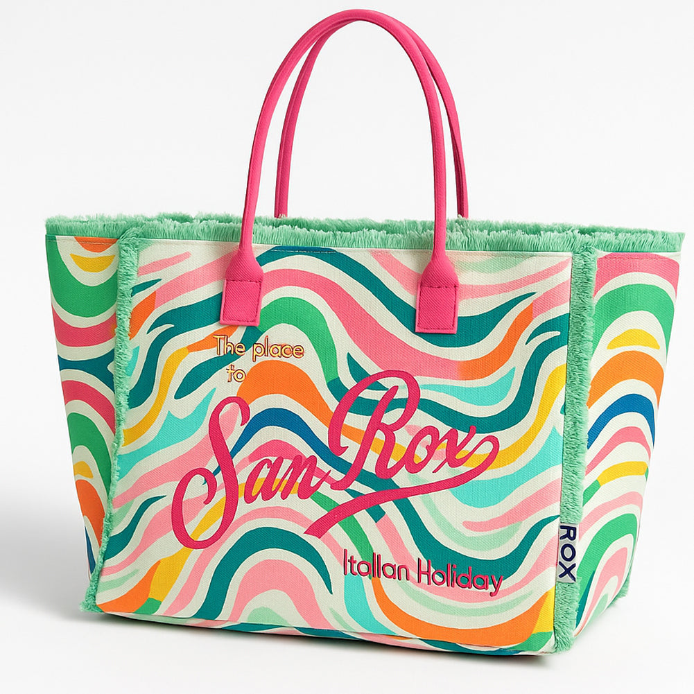 Set Borsa e Pochette Mare Design Fantasy con Frange Borsetta Organizer da Mare