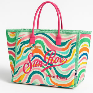 Set Borsa e Pochette Mare Design Fantasy con Frange Borsetta Organizer da Mare