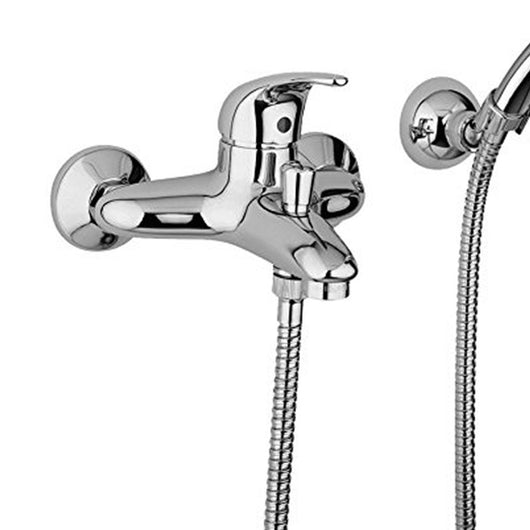 Miscelatore vasca/doccia paffoni serie nettuno due con duplex e supporto a muro fisso di colore bianco