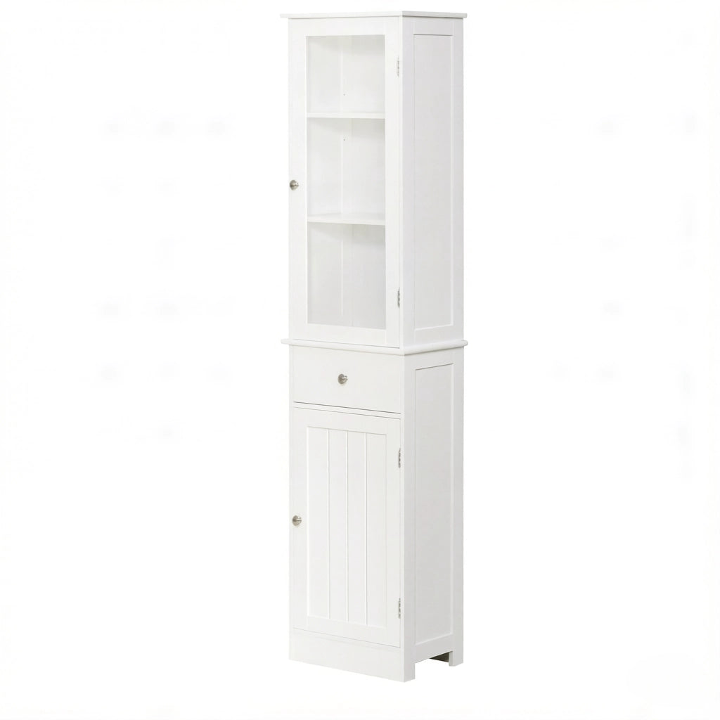 ARMADIO BAGNO ALTO 40x27x171,5 cm Bianco MDF e Acrilico
