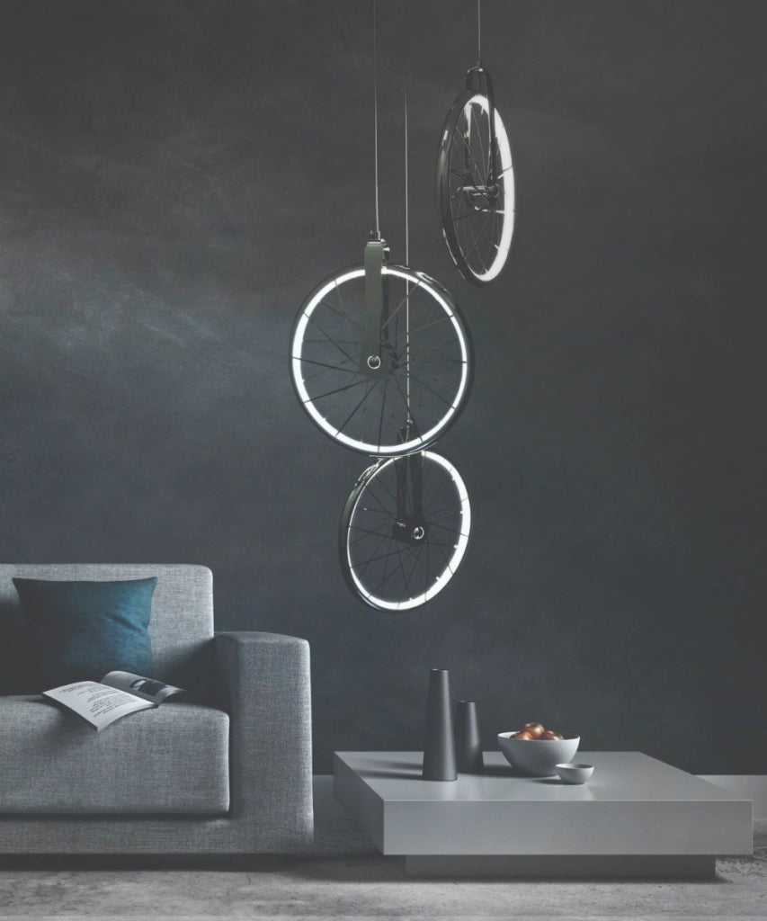 Lampada a sospensione LED 33W cromo Ø36 Polux Bicykl