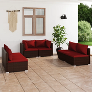 Set Divani da Giardino 6 pz con Cuscini in Polyrattan Marrone 3102211
