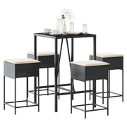 Set Bar da Giardino 5 pz con Cuscini in Polyrattan Nero 3261461