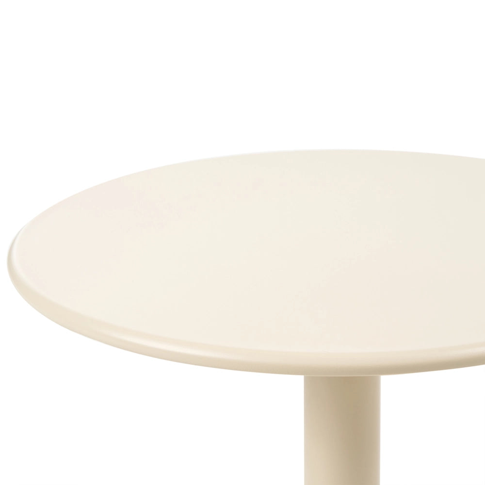 Tavolino da giardino in acciaio verniciato a polvere rotondo, per esterni resistente alle intemperie beige