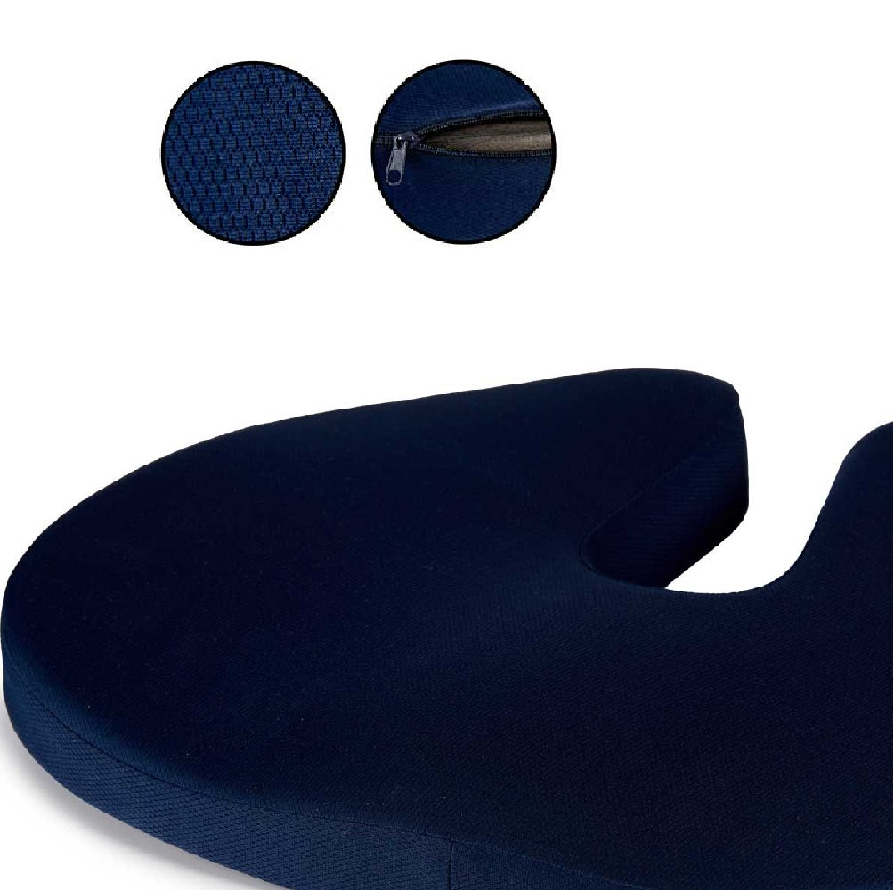 Cuscino Memory Foam Ergonomico per Sedia Ufficio Auto Aereo 47x35 H5 cm Blu