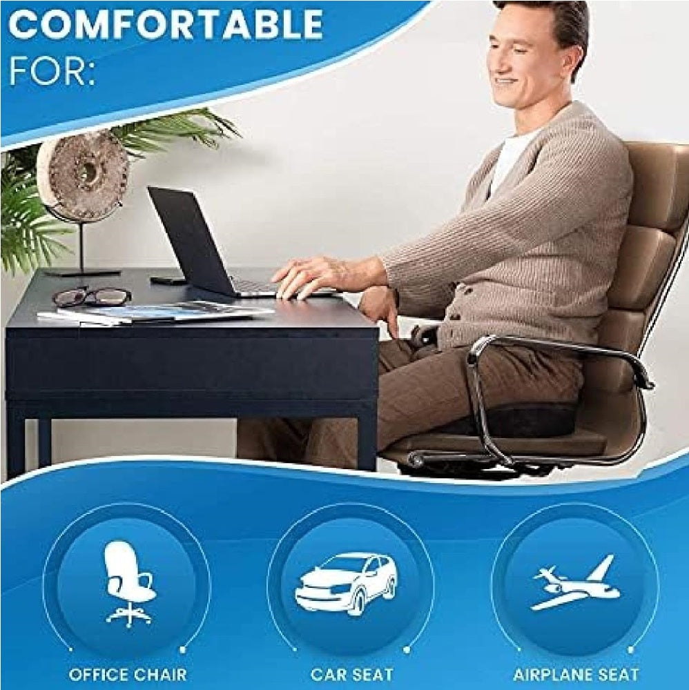 Cuscino Memory Foam Ergonomico per Sedia Ufficio Auto Aereo 47x35 H5 cm Blu