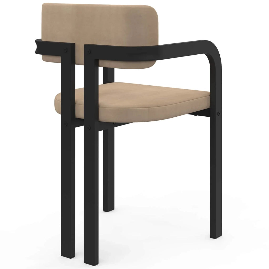 IDMarket - Set di 4 sedie da pranzo e poltrone da tavolo ESMA in metallo nero e velluto taupe con braccioli