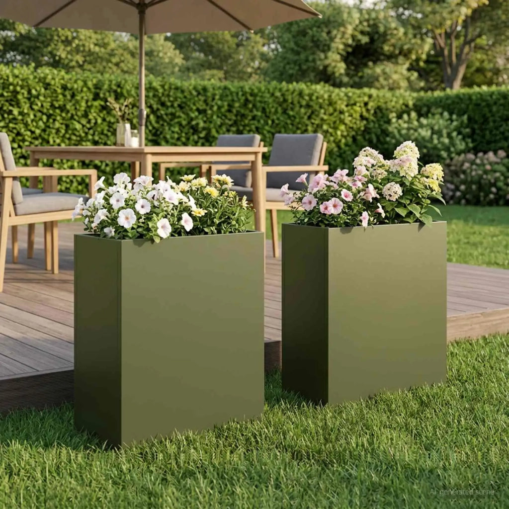 Vaso da giardino 2 pz Verde Oliva 40 x 20 x 40 cm 8005407