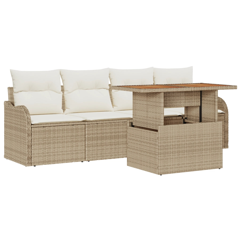 Set di divani da giardino  con cuscini beige poli rattan