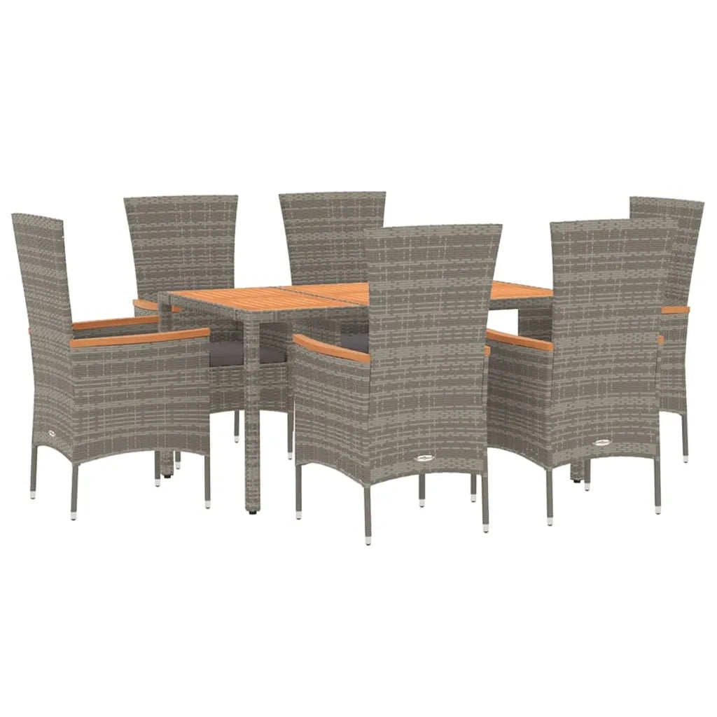 Set da Pranzo da Giardino 7 pz con Cuscini in Polyrattan Grigio 3157539