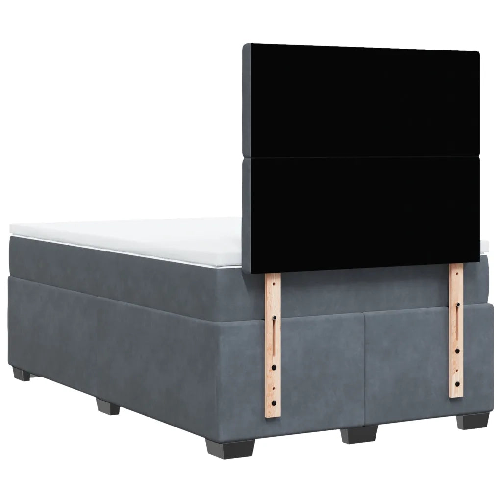 Giroletto a Molle con Materasso Grigio Scuro 120x200 cm Velluto