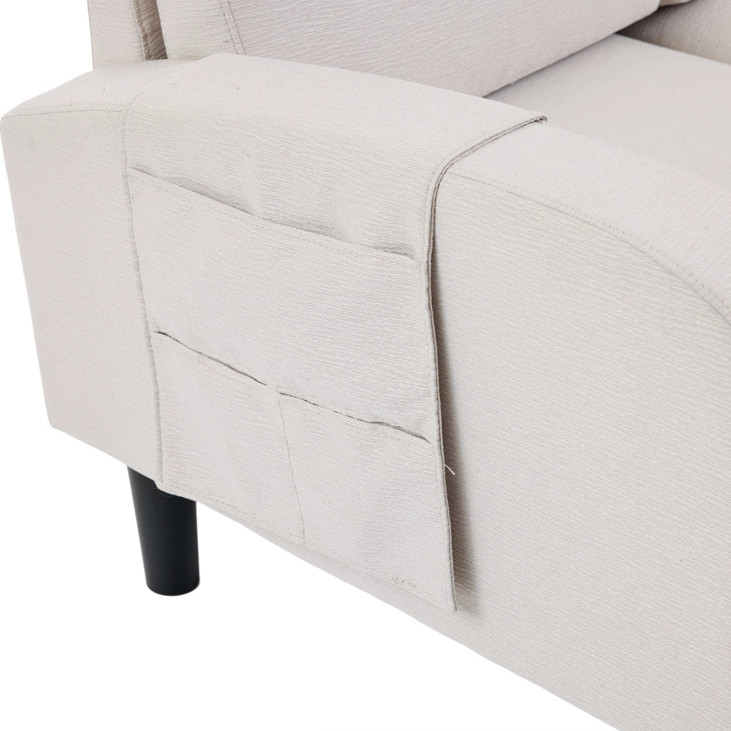 Divano ad angolo, divano a L a 3 posti, con poggiapiedi, 204x136x80 cm, beige