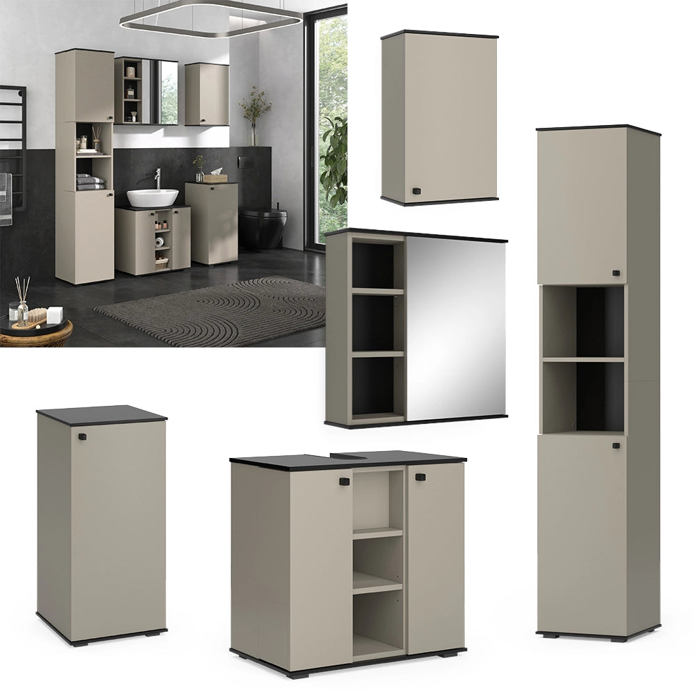 Vicco Set di mobili da bagno Grigio 5 parti