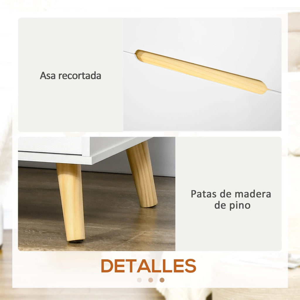 Comodino Moderno con 2 Cassetti ¨C Zephmum ¨C Bianco Legno 50x40x50,5 cm