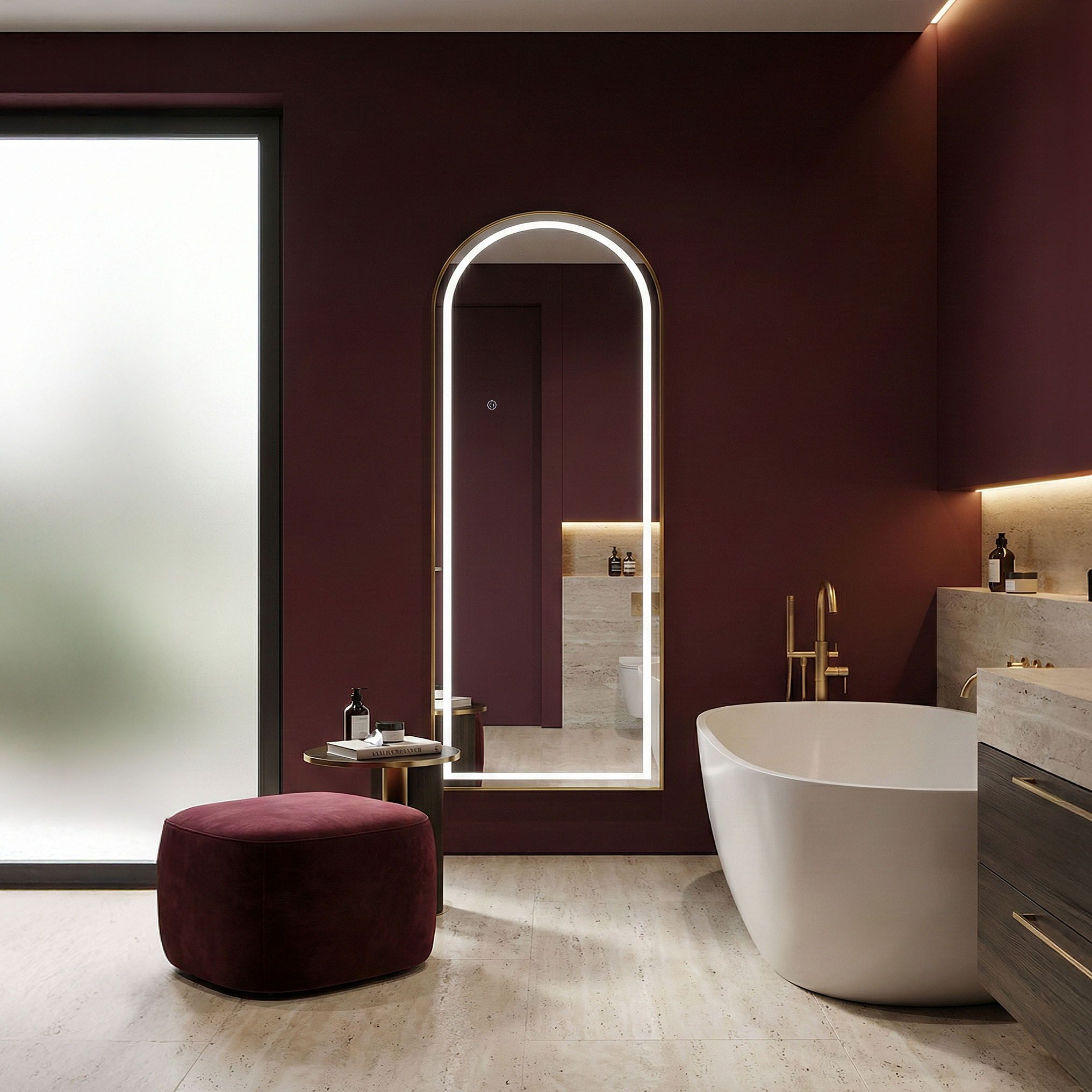 Specchio Led Orbit 60x170cm Brush Gold