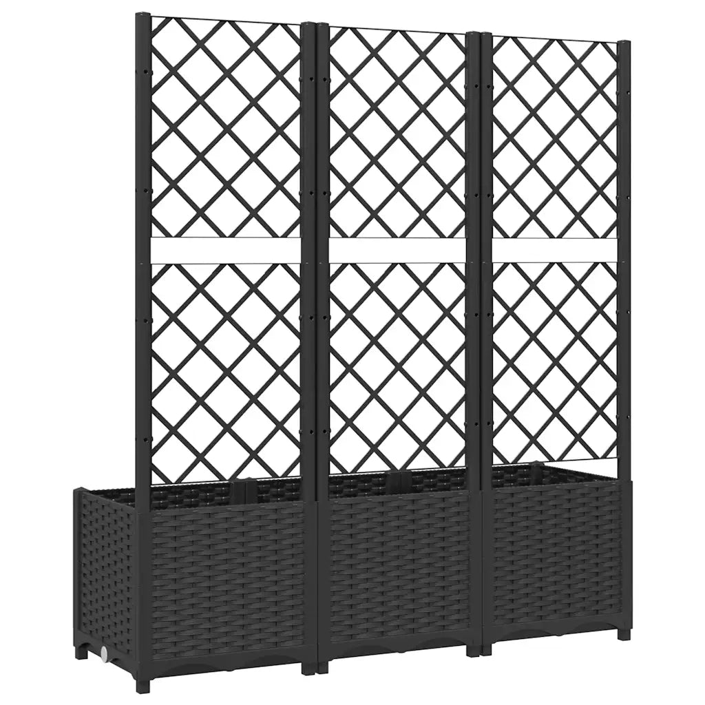 Fioriera | Cassetta per fiori | Vaso da giardino con traliccio nera 120x40x136 cm PP
