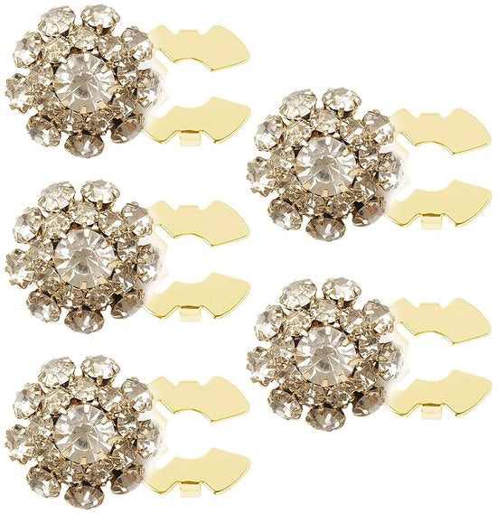 Set di chiusure per bottoni in stile lussuoso - Forma a fiori senza cucito - Rimovibile per camicie o abiti - Ideale per decorazioni per cucito - Pacchetto da 5 - Sistema innovativo di clip - Decorazione per bottoni