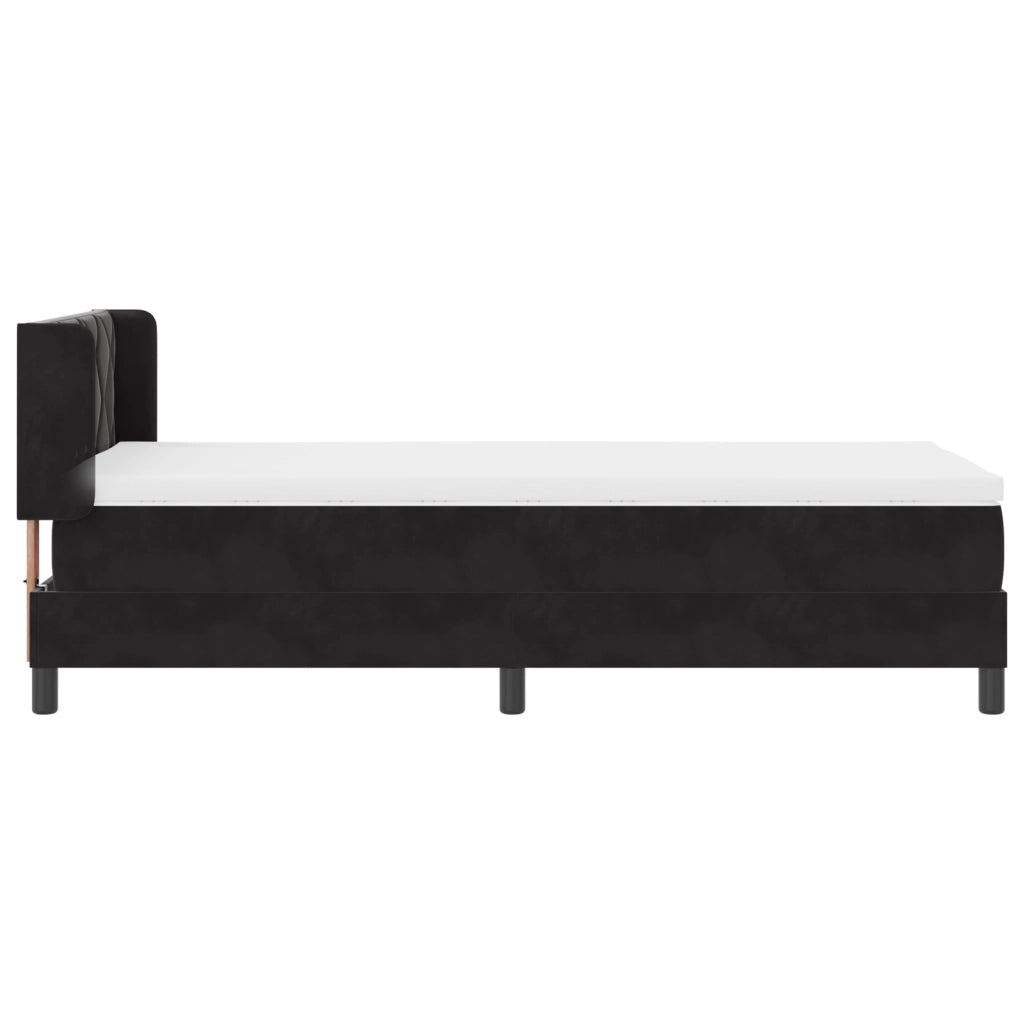 Letto con Rete a Molla e Materasso Nero 100x200 cm Velluto