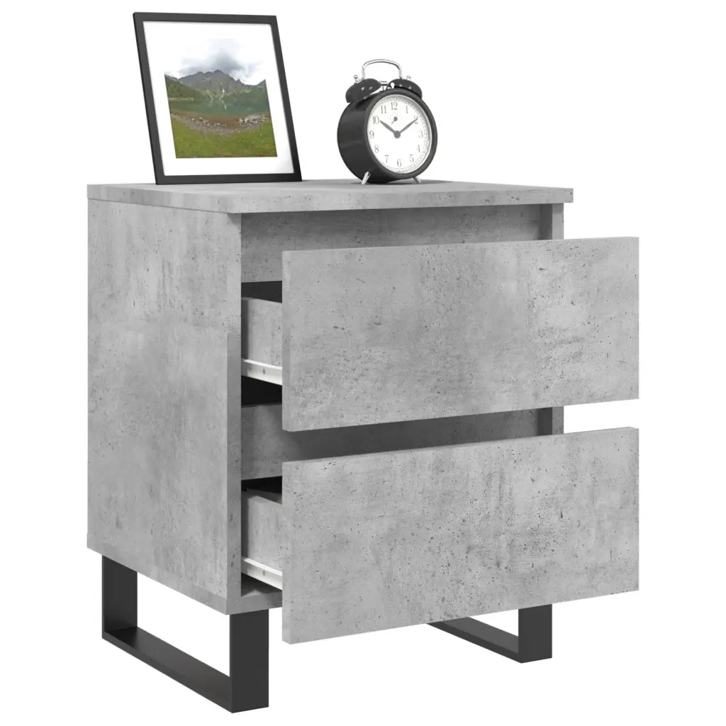 Comodino Grigio Cemento 40x35x50 cm in Legno Multistrato 826900