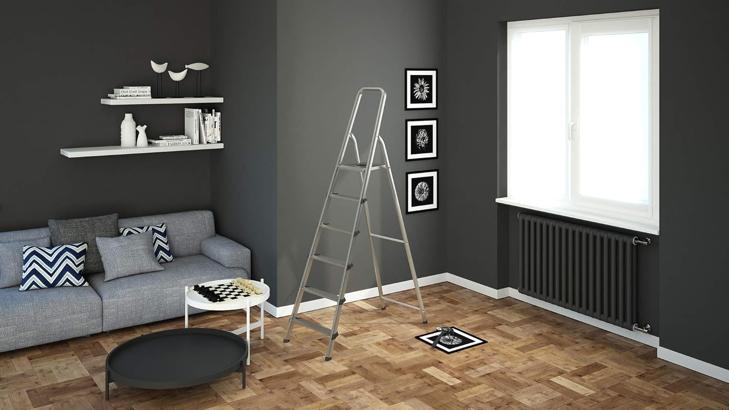 COLOMBO Scala 6 gradini leggera in acciaio e gradini in alluminio MOD. STARK