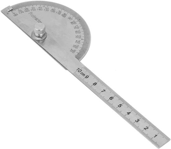 Tavolo di lavoro con Gradenboog in acciaio inossidabile 180 gradi - Cerca angolo rotante - Misuratore di angolo digitale - Righello rettilineo 100mm - Emisfera semicircolare 90mm - Precisione 1mm/1°